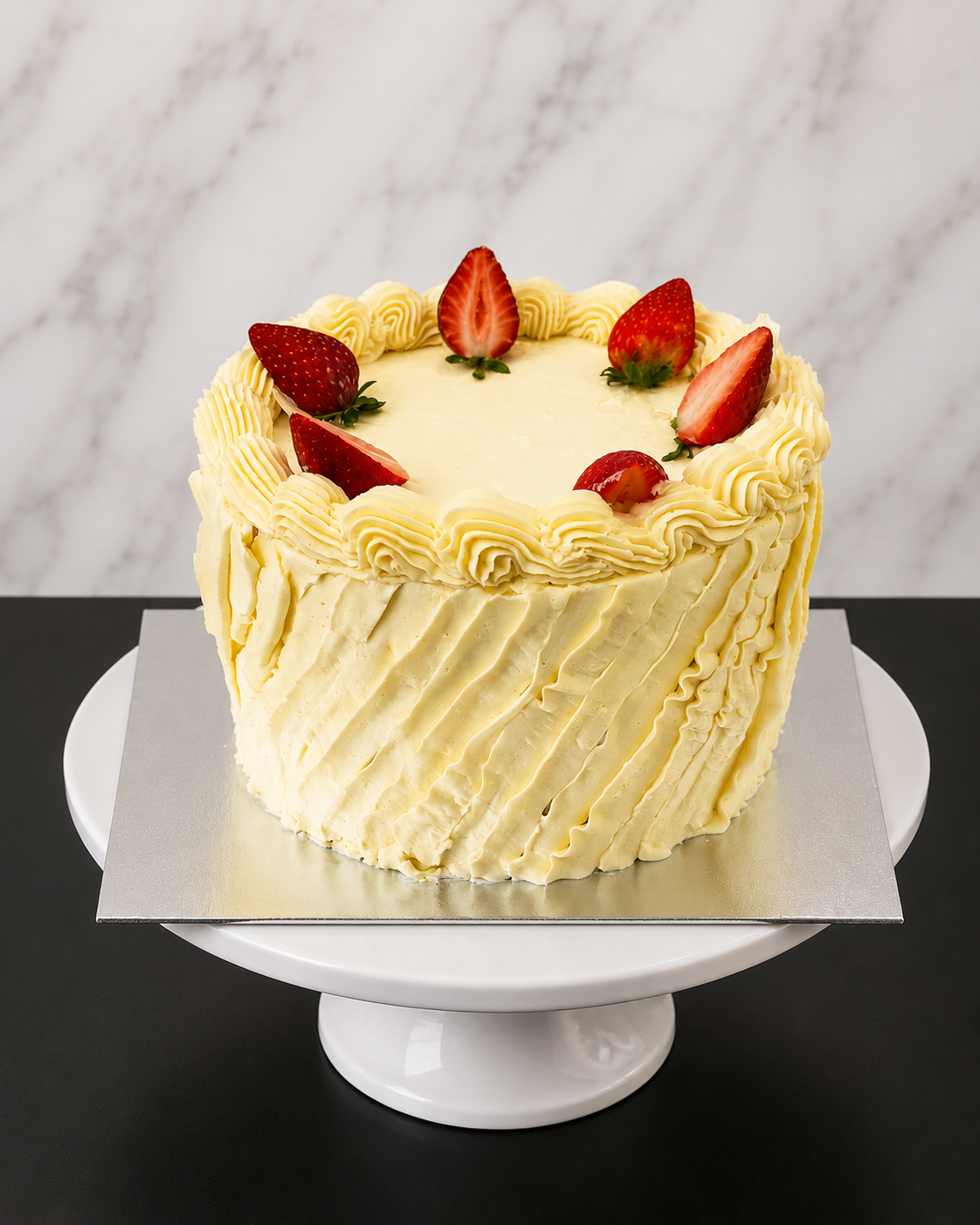 Strawberries and Cream Ruffle cake