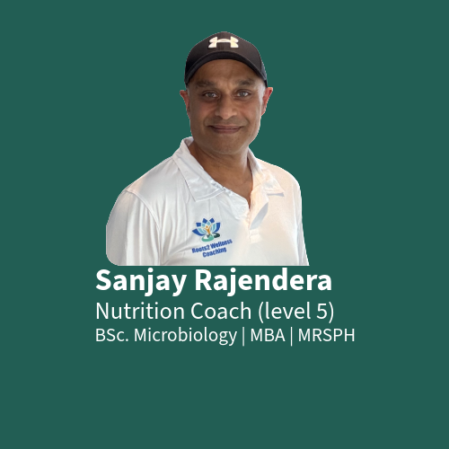 Headshot photograph of the coach with qualification in science, business and membership in the Royal Society of Public Health