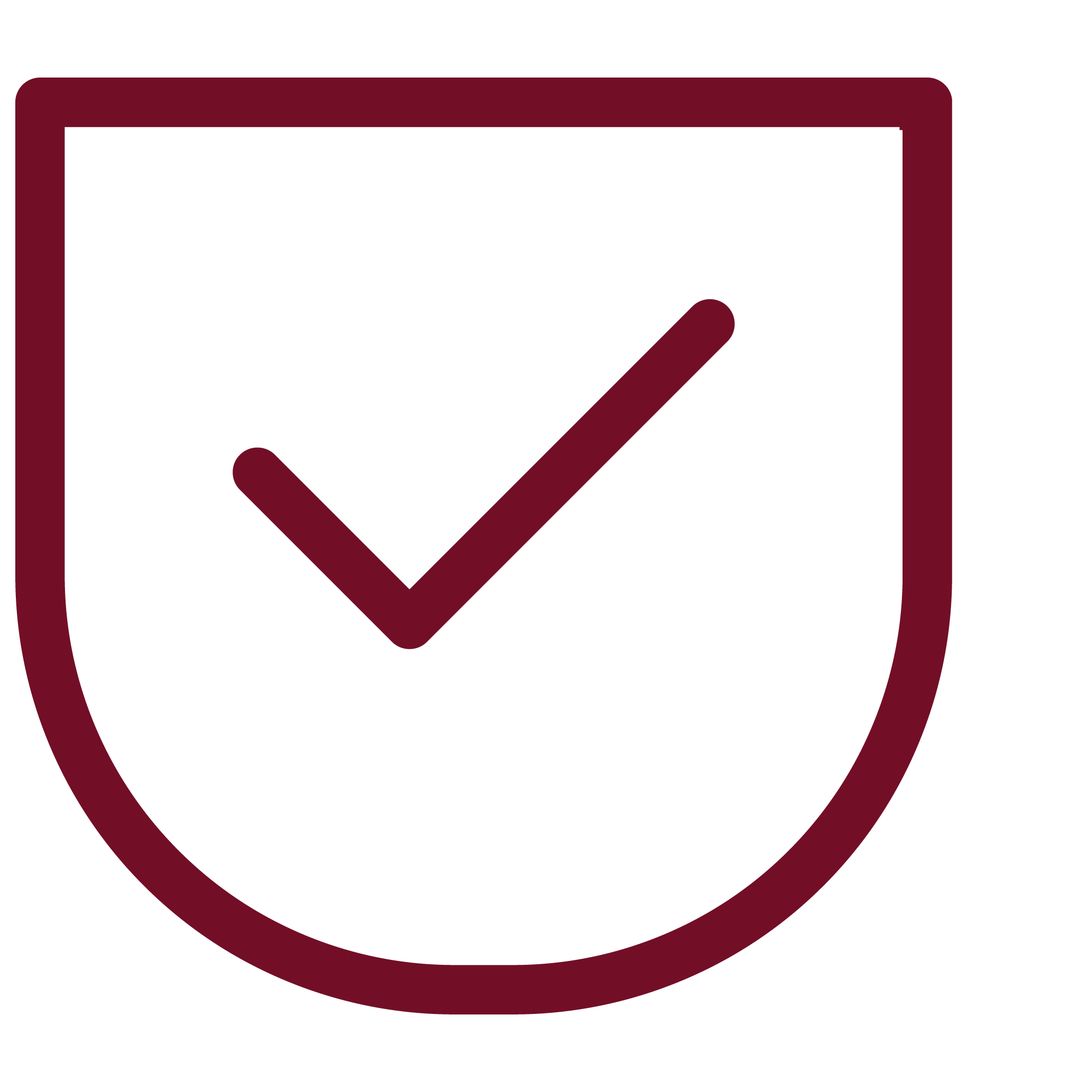 White arrow pointing to the right on a maroon circular background