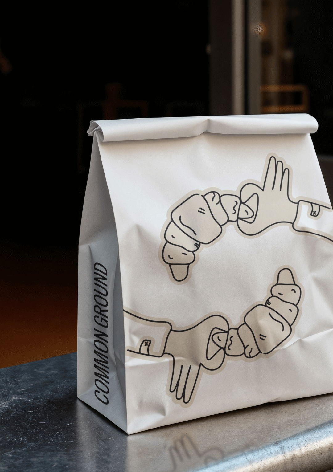Cafe bag with croissants on 