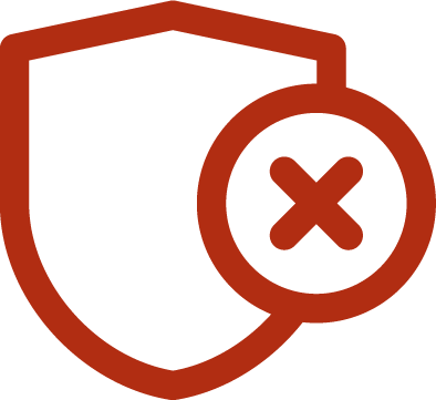 Een schild met een kruis ernaast, symboliserend dat iets niet veilig of niet toegestaan is.