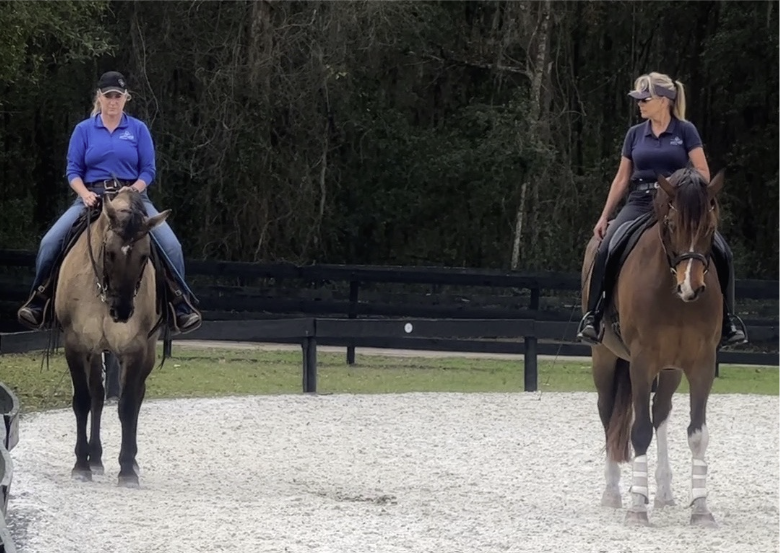 Kristi and Vannah under instruction from Linda Parelli