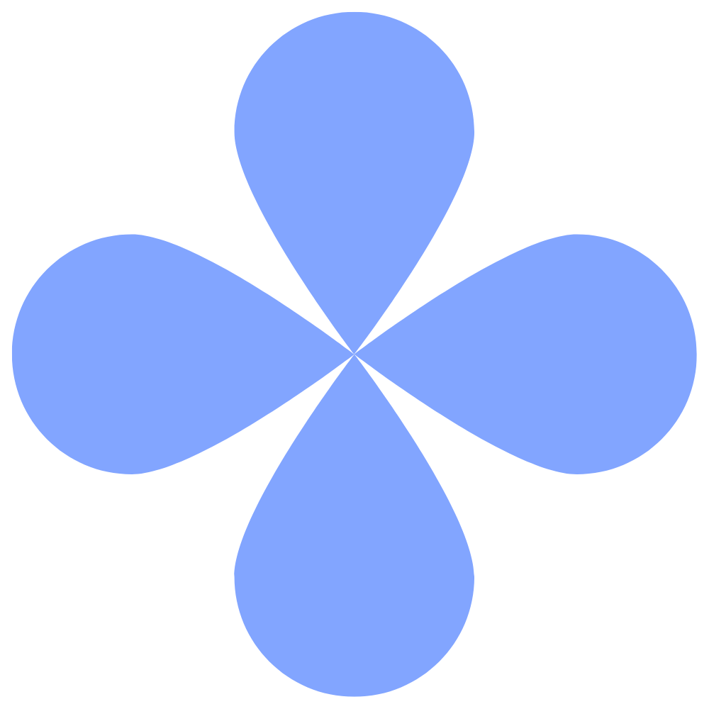 Eine blau-violette Blume mit fünf Blütenblättern, die symmetrisch um einen Mittelpunkt angeordnet sind.