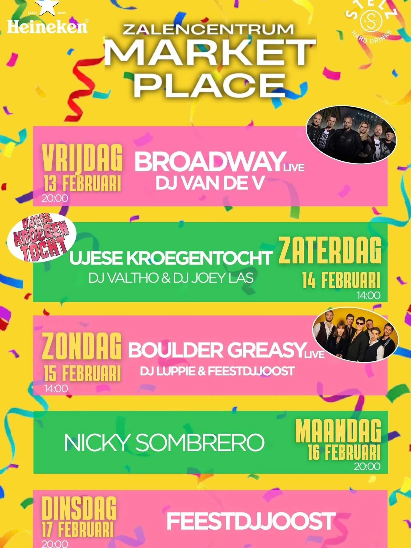 🥳🎭 Het is bijna zover&hellip; CARNAVAL!

Vijf dagen lang staat de Marketplace in Uden volledig in het teken van gezelligheid, muziek en een geweldige sfeer. Van de eerste biertjes tot de laatste meezingers: hier wil je bij zijn!

Trommel al je vrie