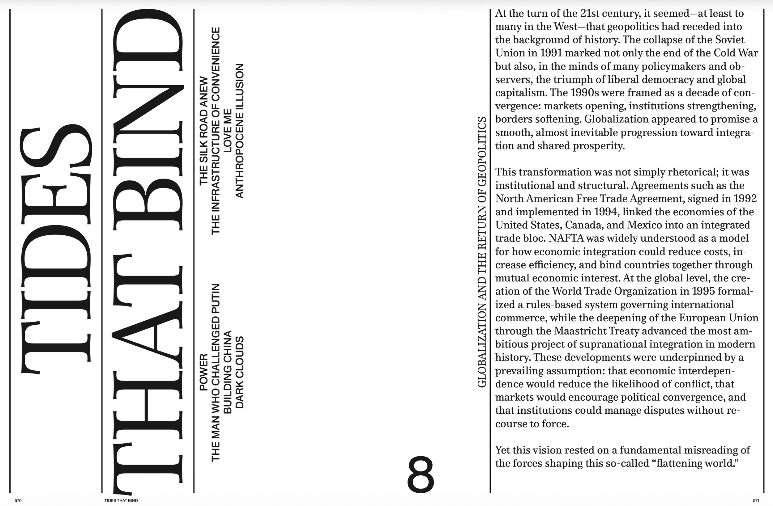 Page from a book or magazine with large bold text on the left reading "THE END OF THE AGE" and smaller text below it. The right side contains multiple columns of densely packed, smaller printed text.