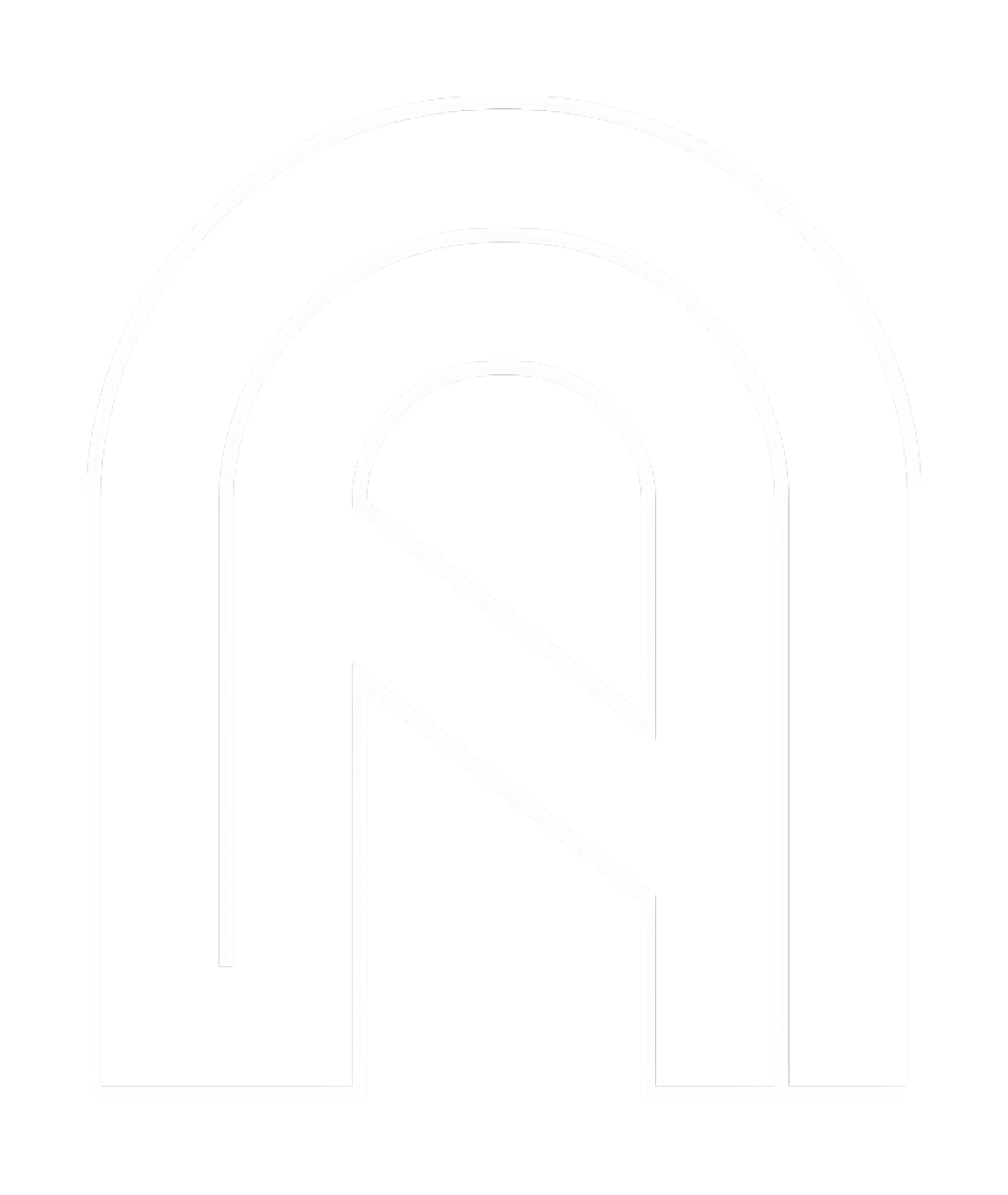 Stylized logo with a large black letter 'N' outlined in white, set against a black background. North Arch Favicon
