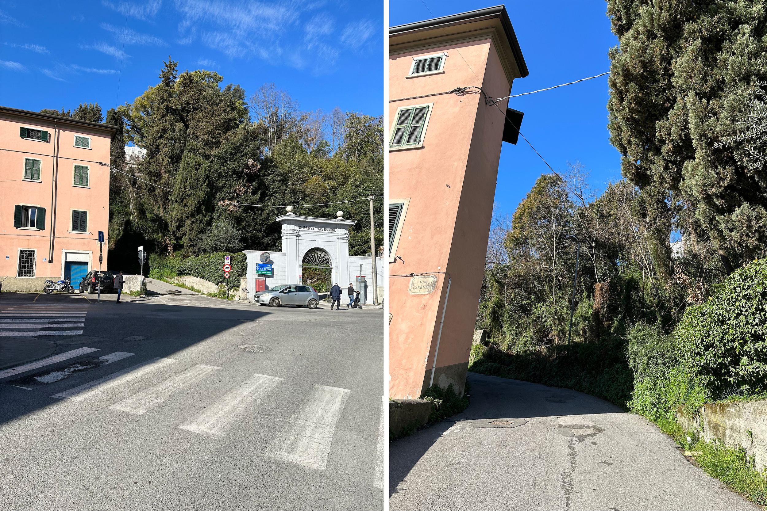 Travel guide to Carrara, Tuscany featuring the world-famous white marble quarries beneath a clear blue Italian sky