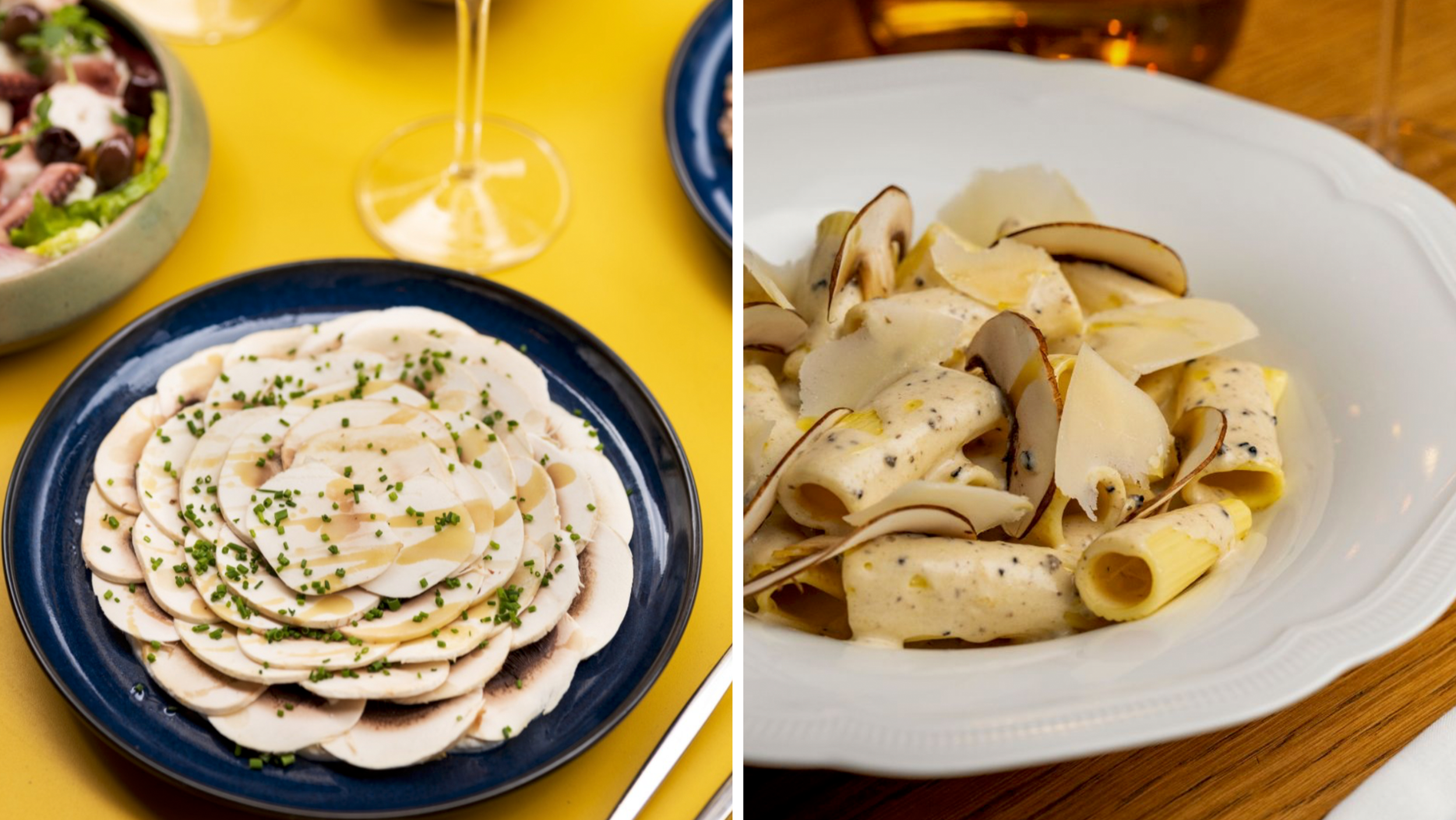 Paris food travel lifestyle luxury Mushroom carpaccio, and rigatoni. La Fantaisie