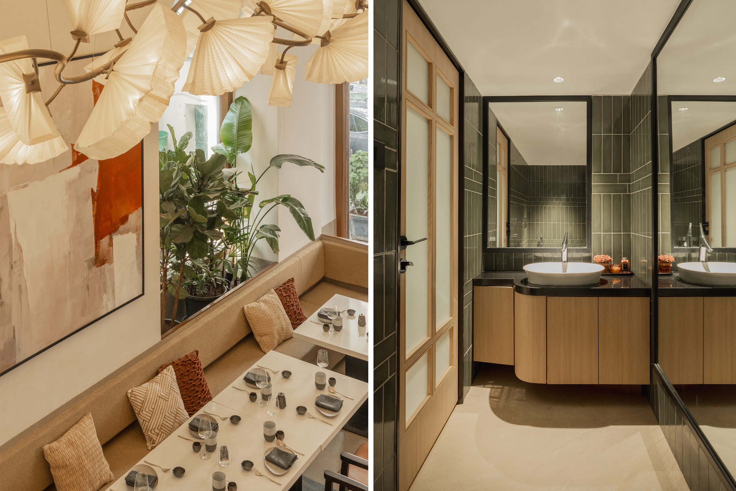 Otoki Mumbai Japanesе fine-dining restaurant with minimalist interiors, arched windows, sushi, Kabayaki Uzaku, Norimaki, Yuzu Miso Roll, Miso Wan with sesame tofu, hand-thrown soy sauce, and golden Prawn Tempura