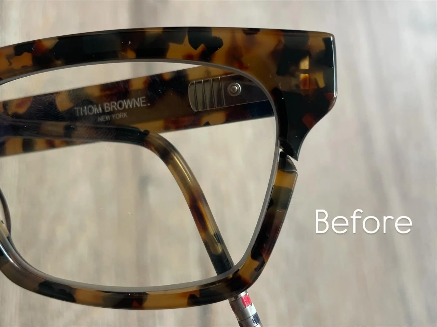 Snapped Thom Browne frame repaired ✔️

#ThomBrowneEyewear #ShellWelding #FrameRepair #OpticalWorkshop #EyewearRestoration