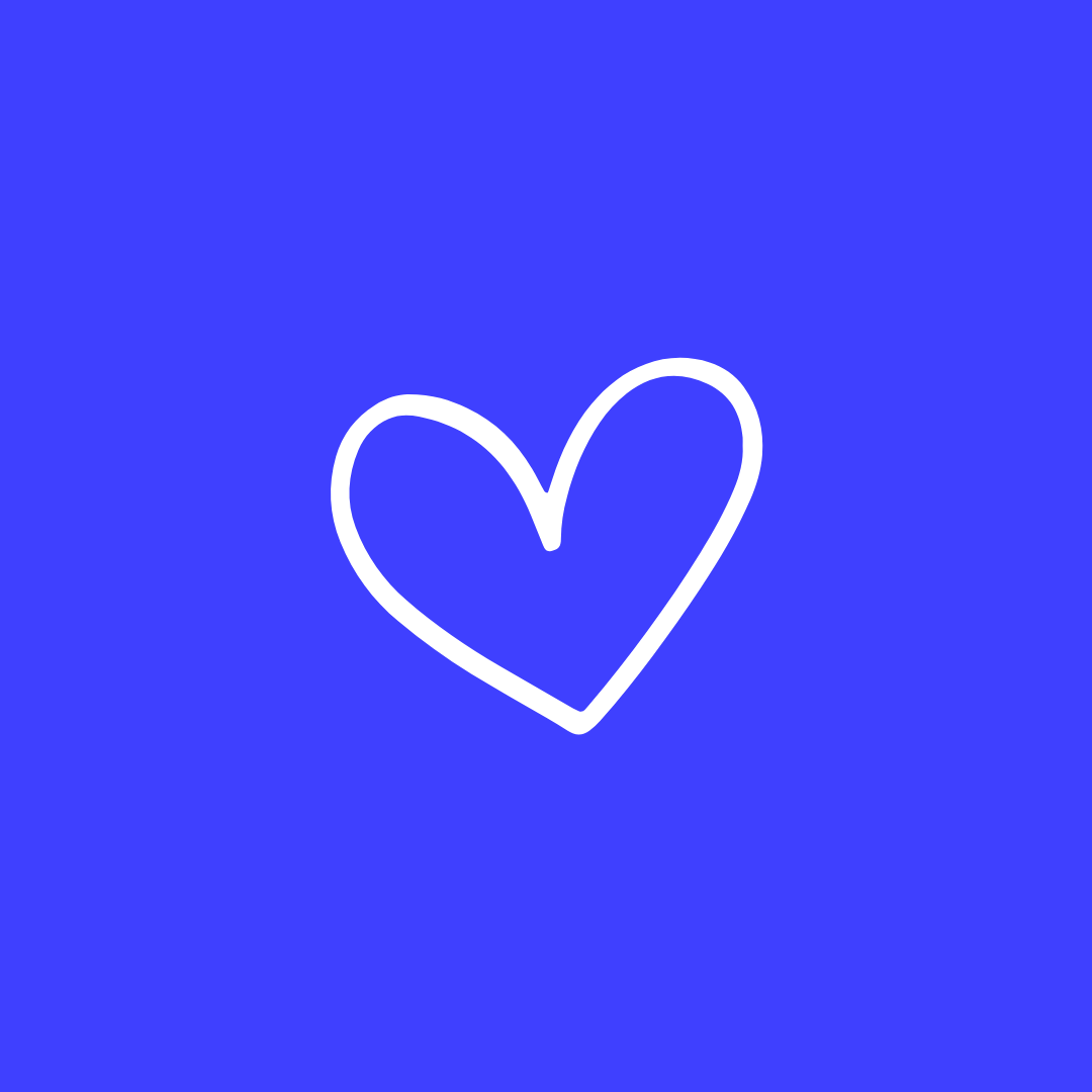 Blue background with a white outline of a heart in the center.