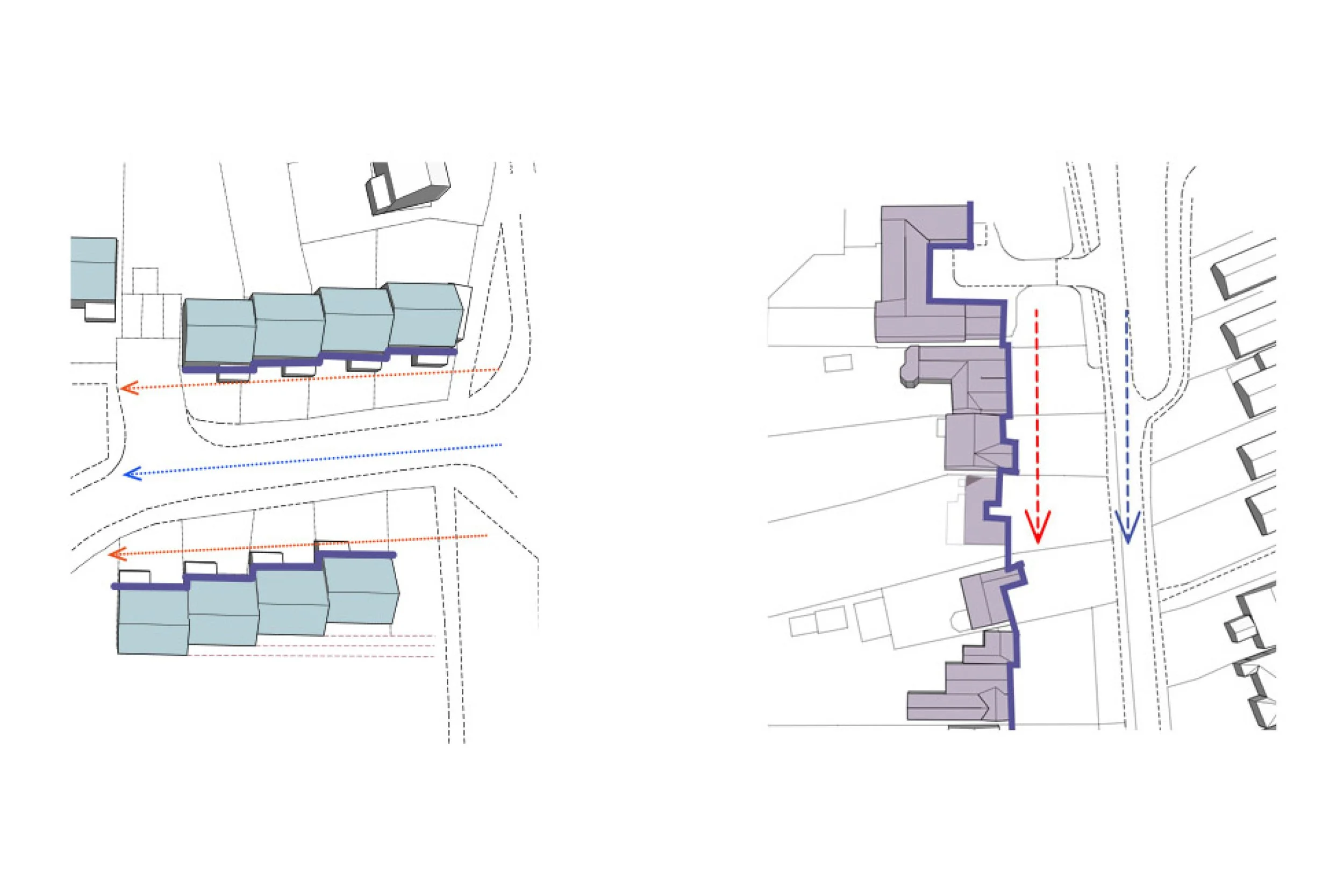 A plan showing the existing building form and line of the local area.