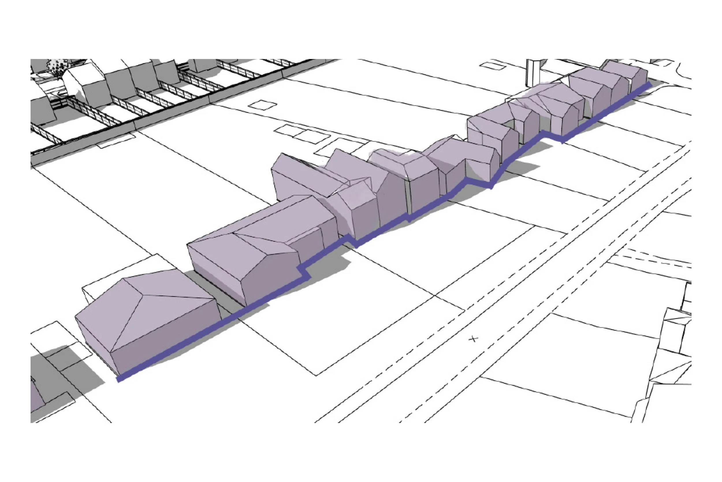 A plan showing the existing building form of the local area.