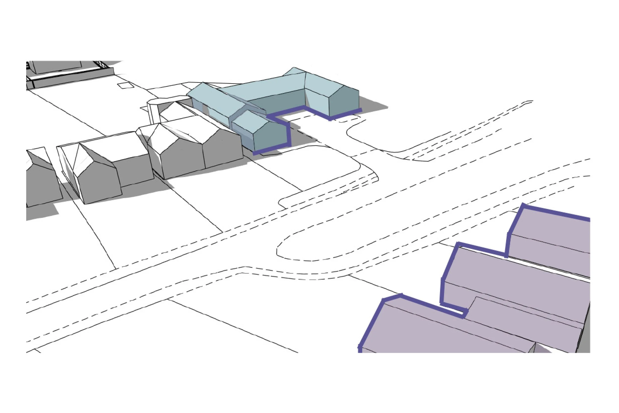 A plan showing the existing building form of the local area.