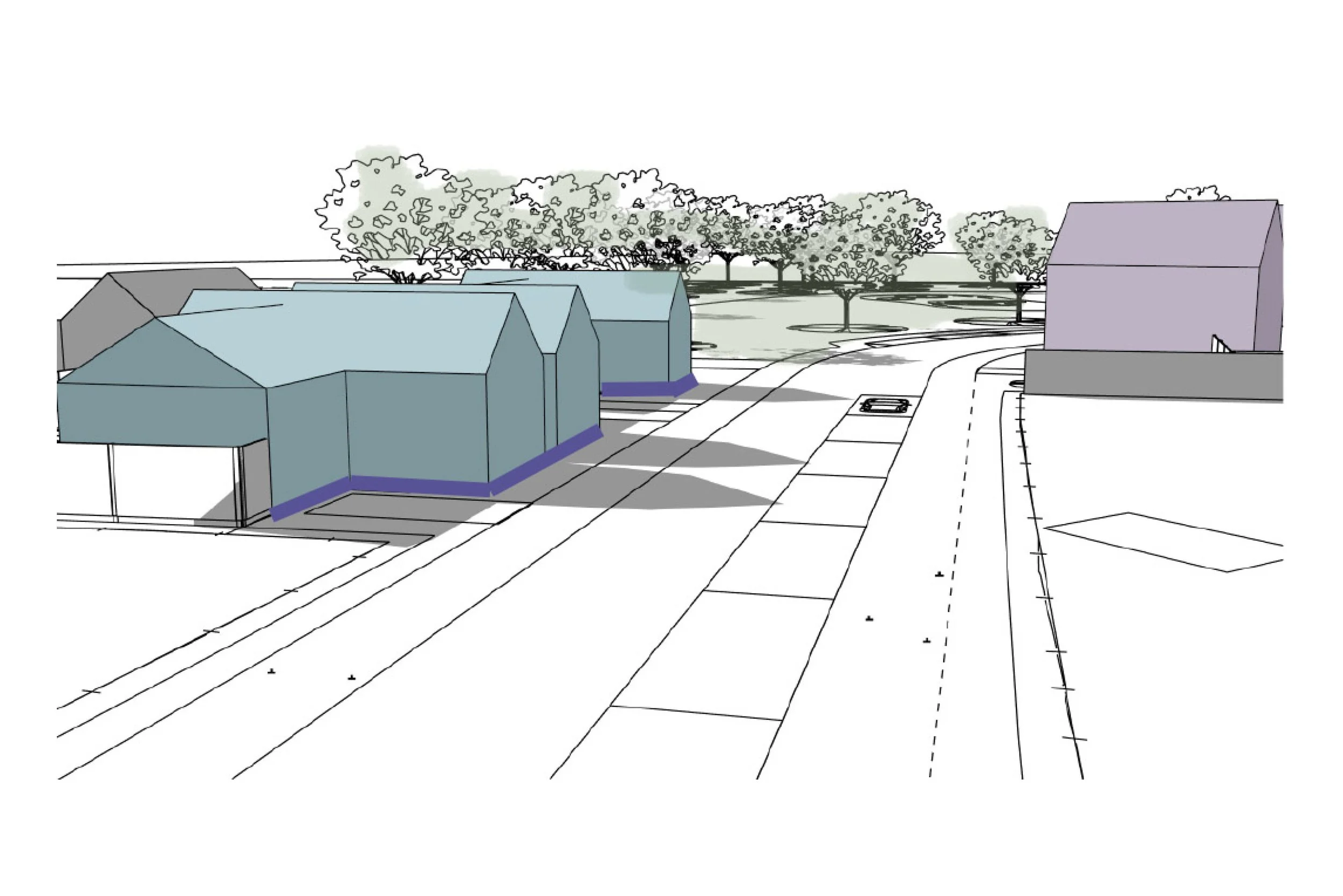 A plan showing the proposed building form of the new development.
