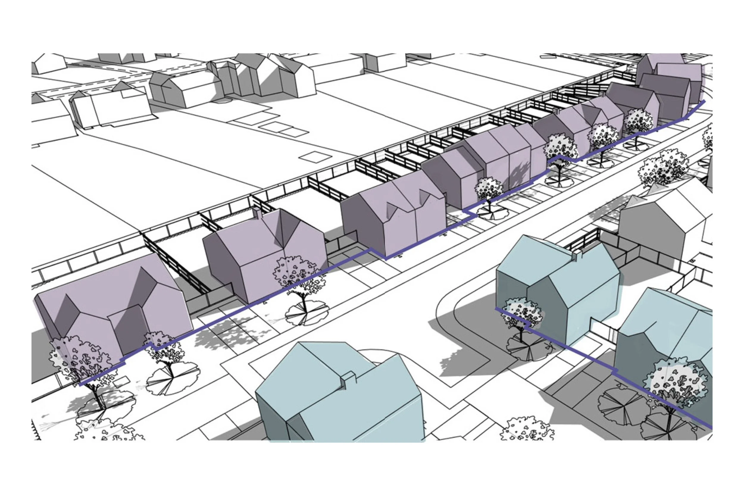 A plan showing the proposed building form of the new development.