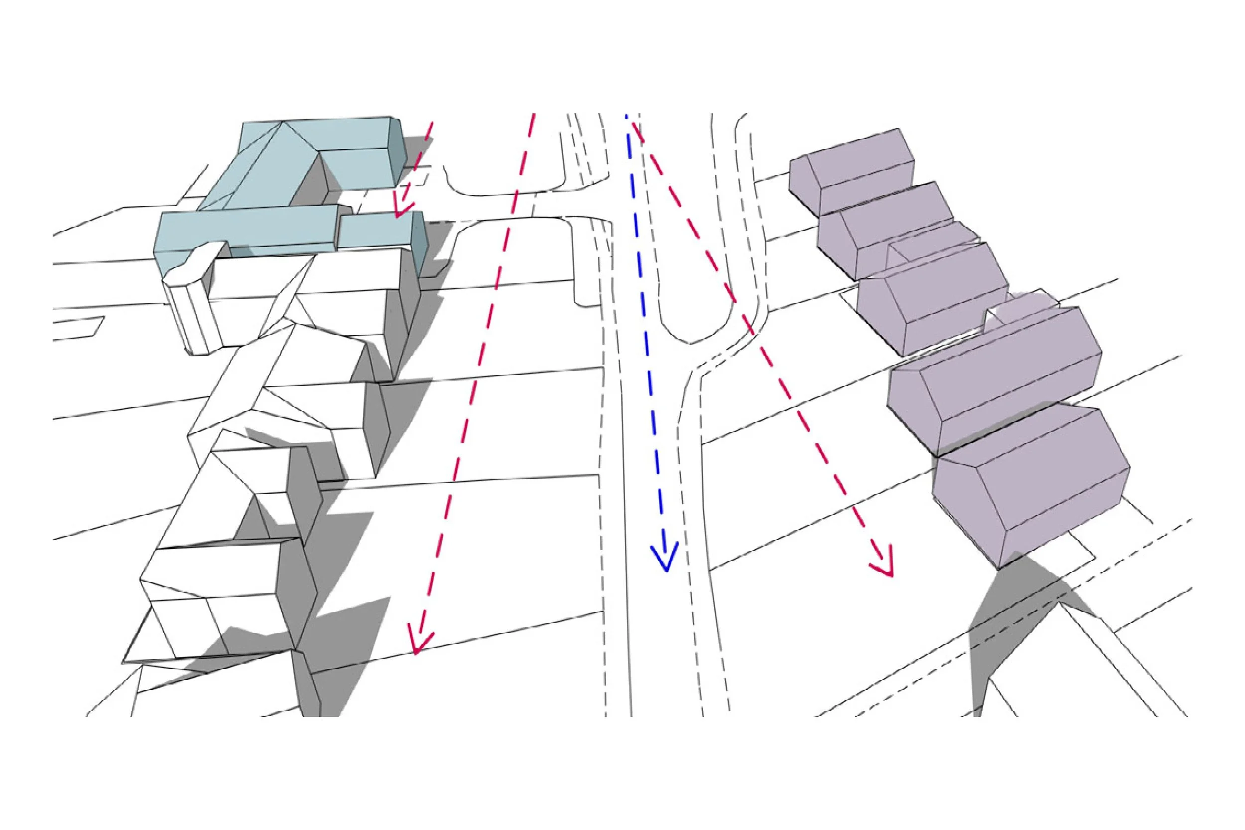 A plan showing the existing building line of the local area.