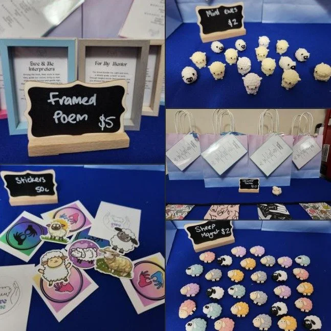 We will be at the Deaf Community Markets this Sunday! Come along and say hello :D

🕊️ Vendor Spotlight: Ewe &amp; Me (in memory of Bev Sloan)
Ewe &amp; Me honours the legacy of Bev Sloan by supporting the interpreting community. Visit their stall at