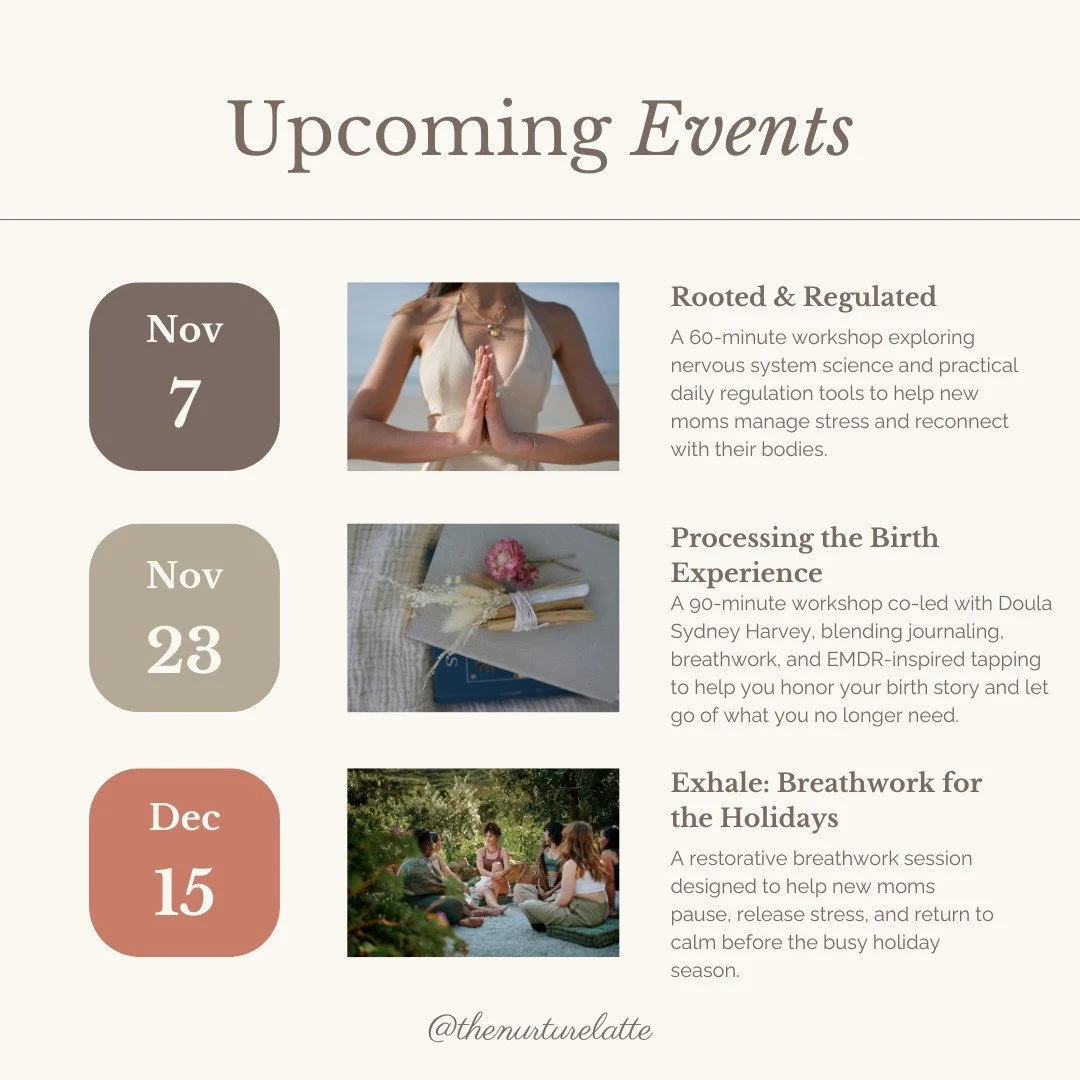 We have a few upcoming events designed to give you space to pause, release stress, and reconnect with yourself - while meeting other moms in the Charleston area who are in a similar place. 💫

Here&rsquo;s what&rsquo;s coming up:

&bull; Rooted &amp;