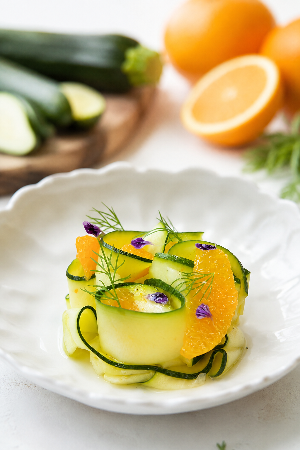 Carpaccio di zucchine, arancia e aneto