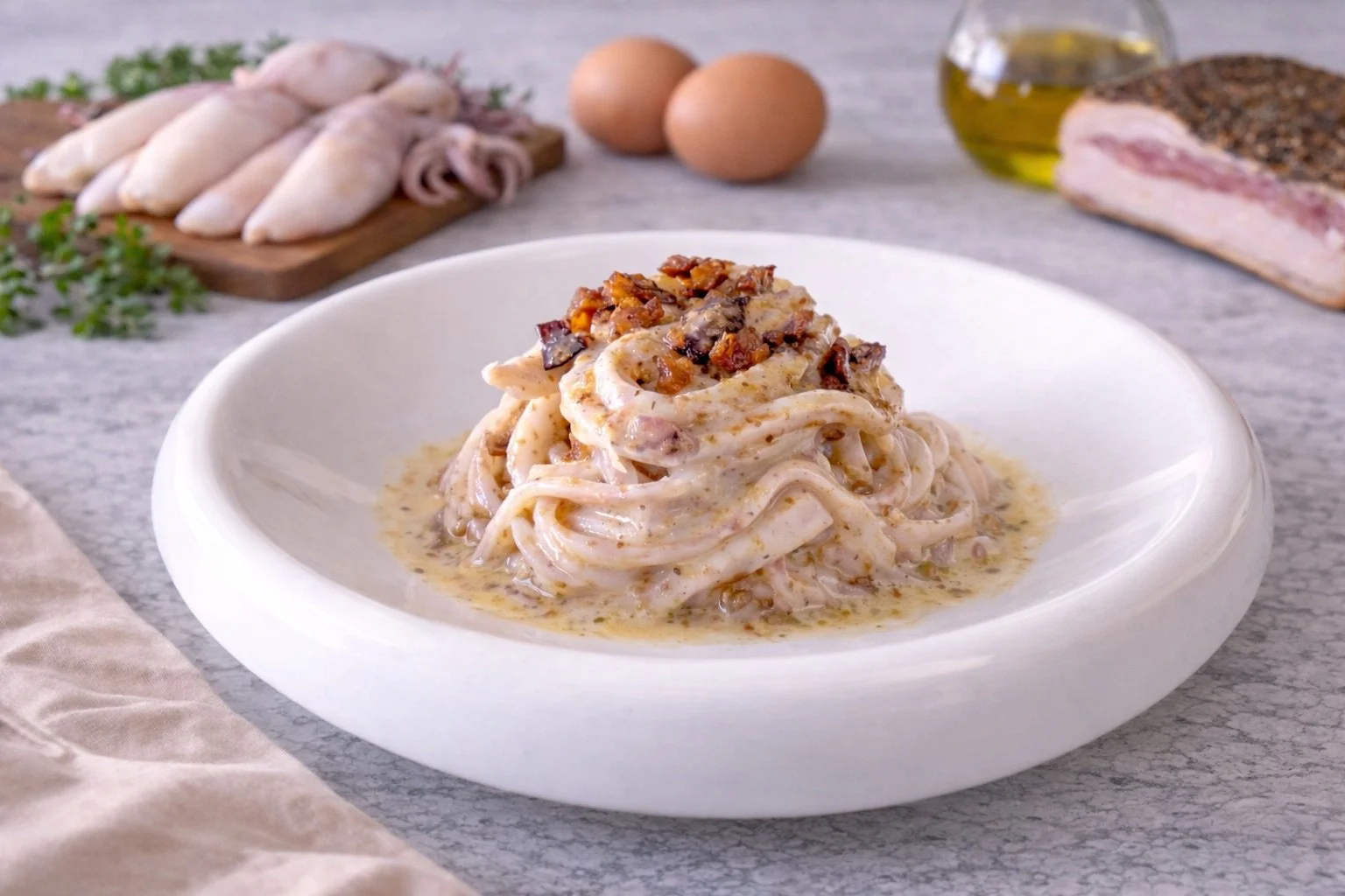 Calamaro alla carbonara