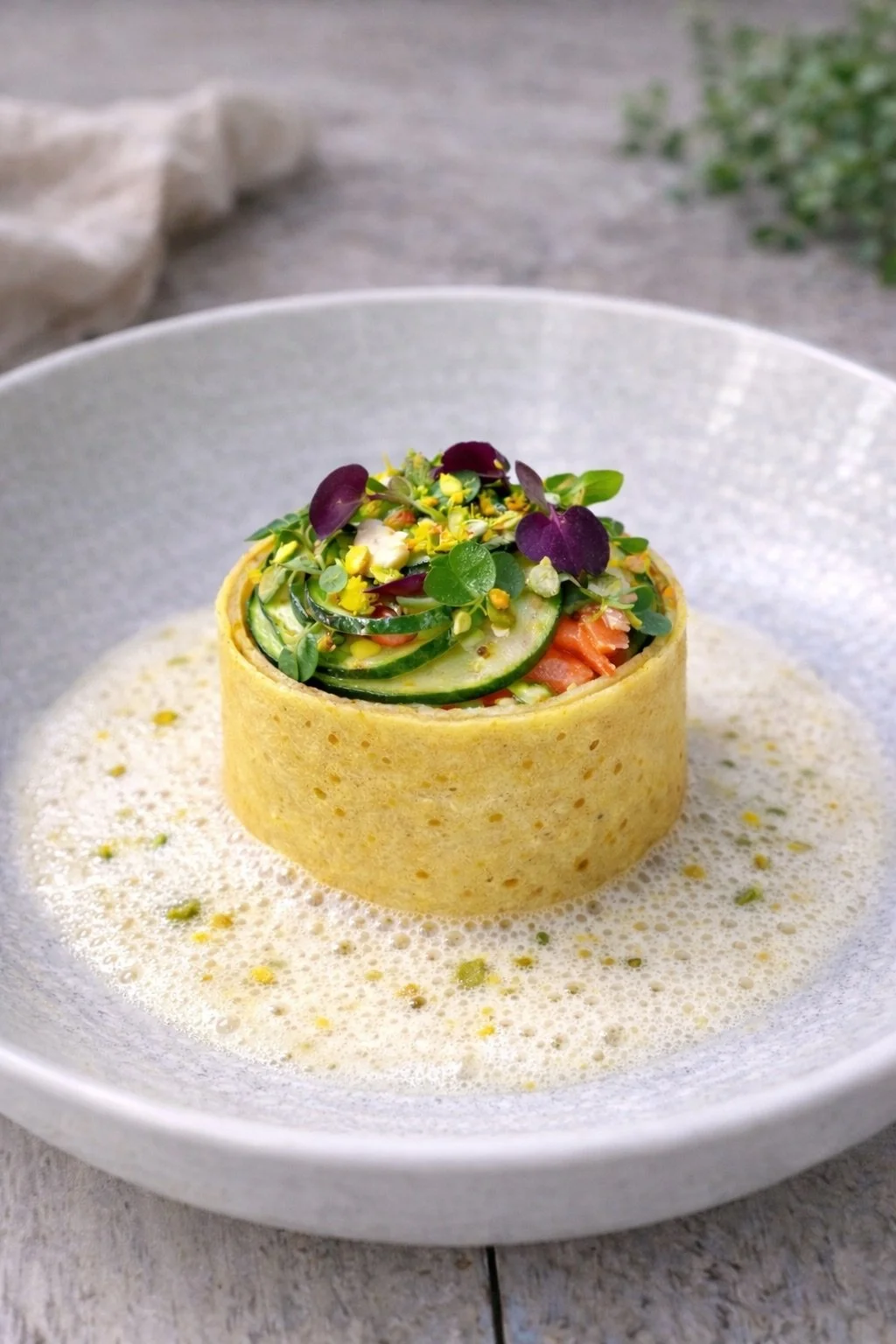Rotolo di zucchine, salmone e caprino alle erbe