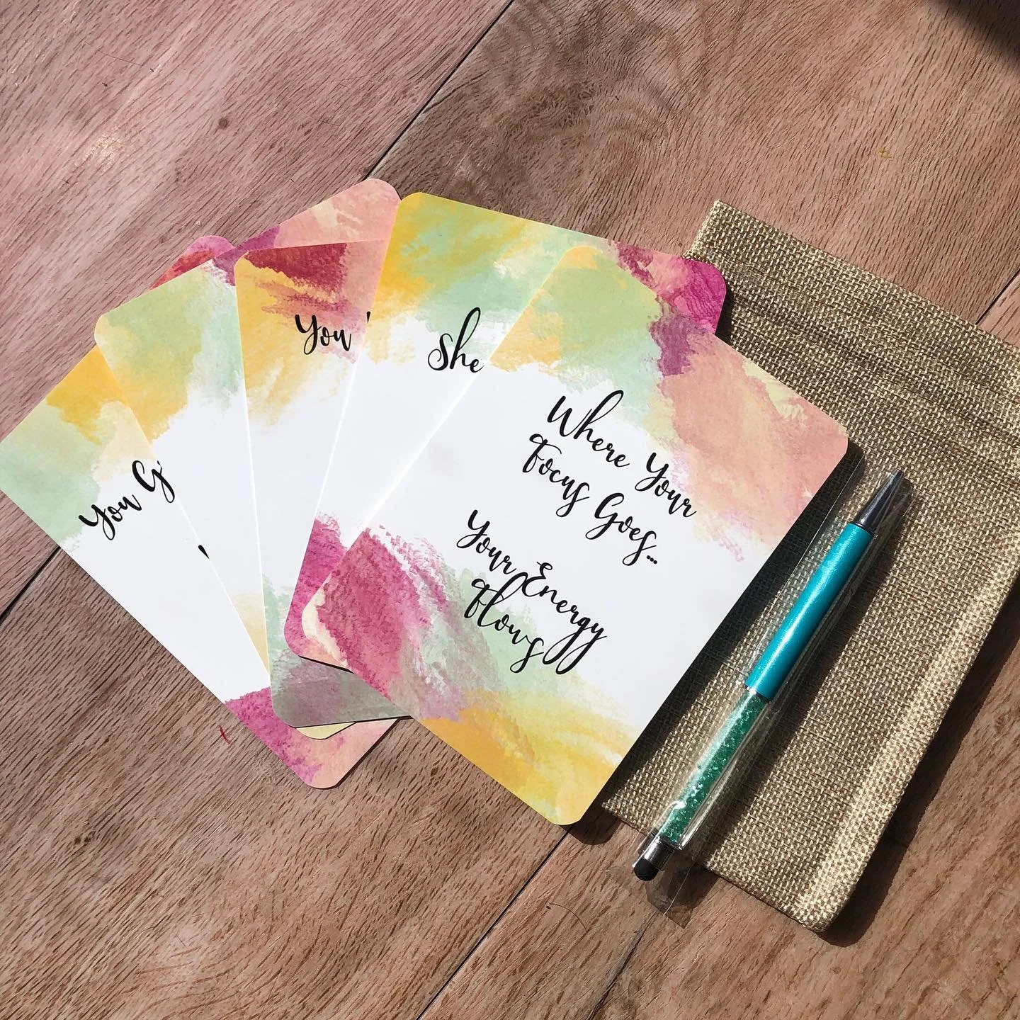 Watercolour Quote Affirmation Cards – Modern Calligraphy Set