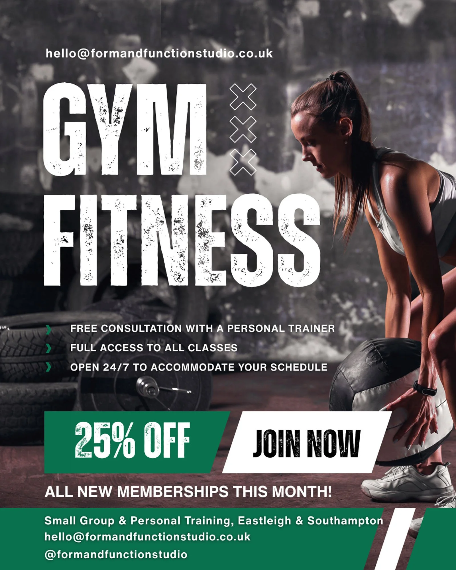 Form &amp; Function Studio – Gym Membership Promo Flyer/Poster
