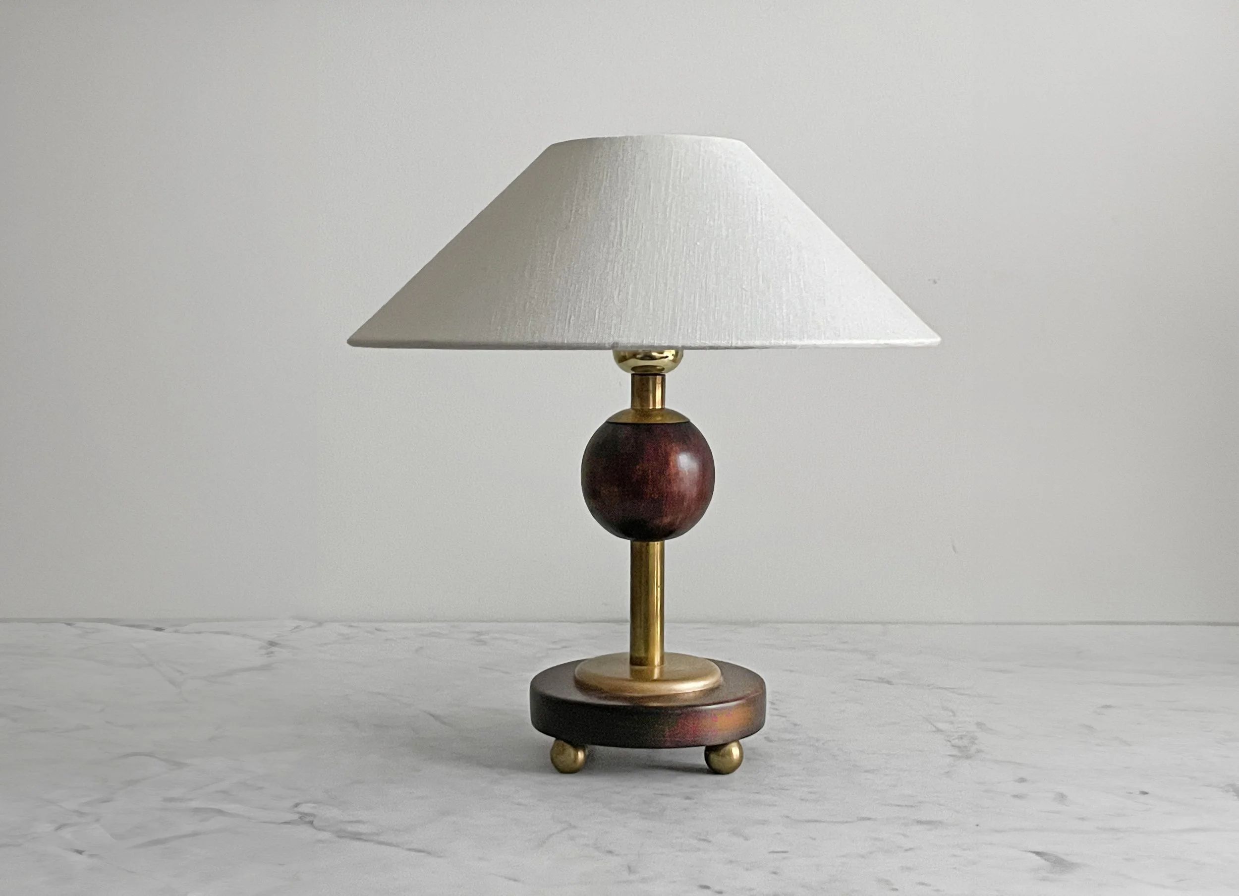 Art Deco table lamp, brass and dark oak