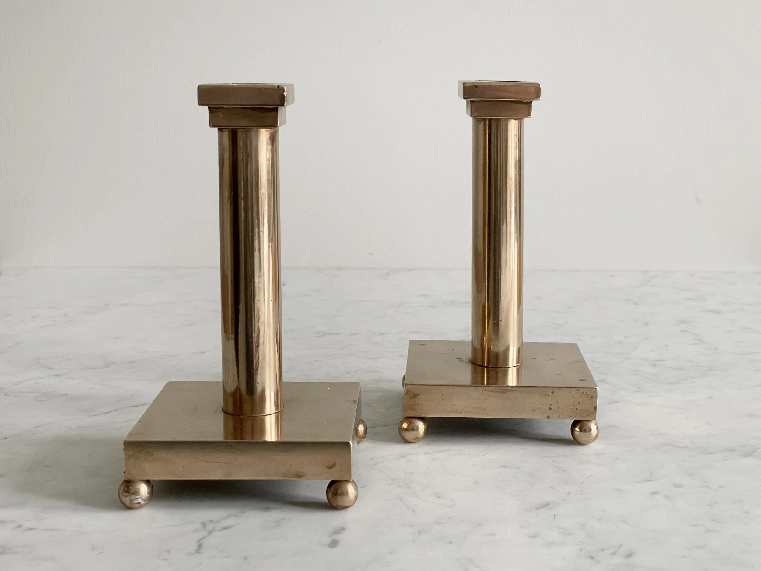 Set of Candle holders in brass, Art Deco