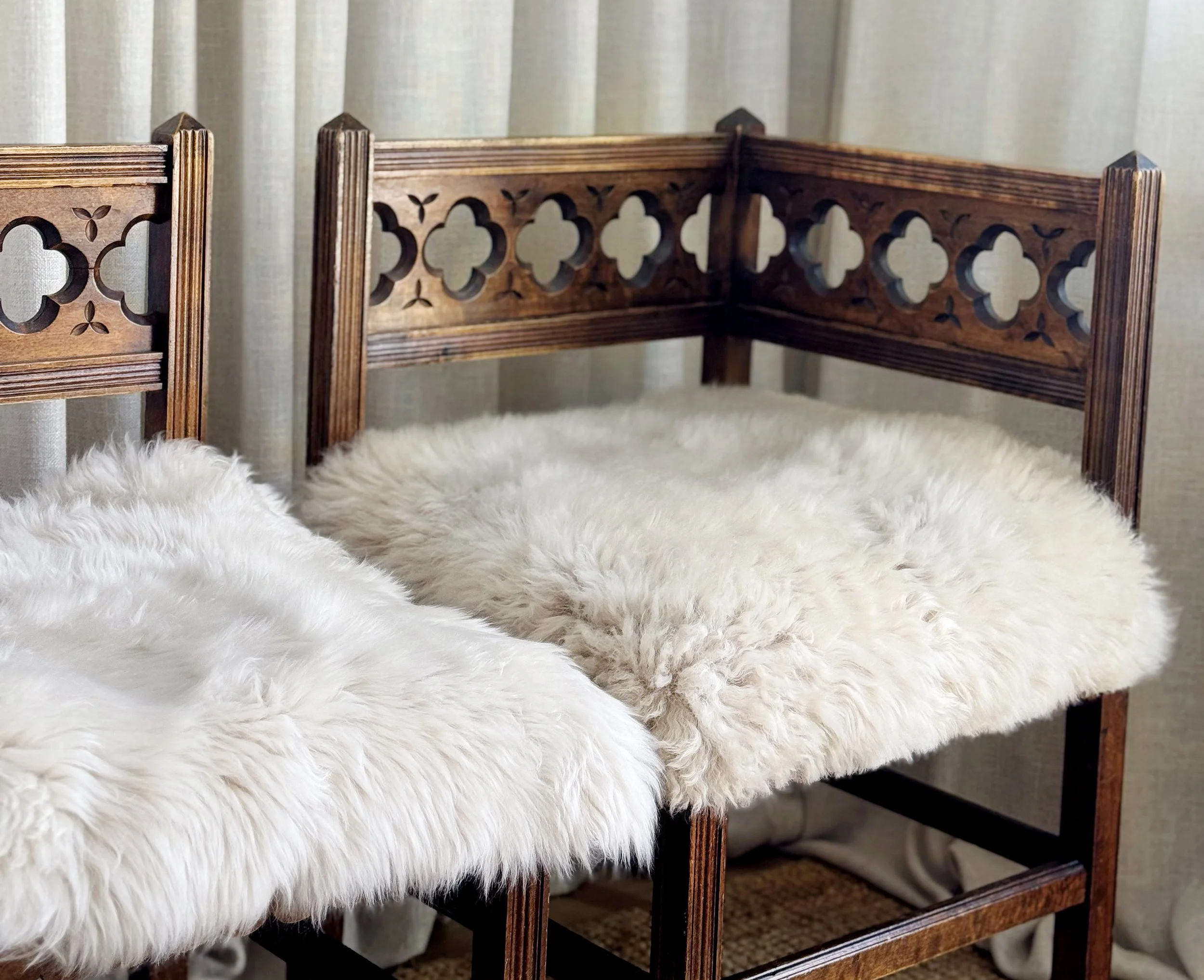 Powder chairs dressed in sheepskin, early 20th century