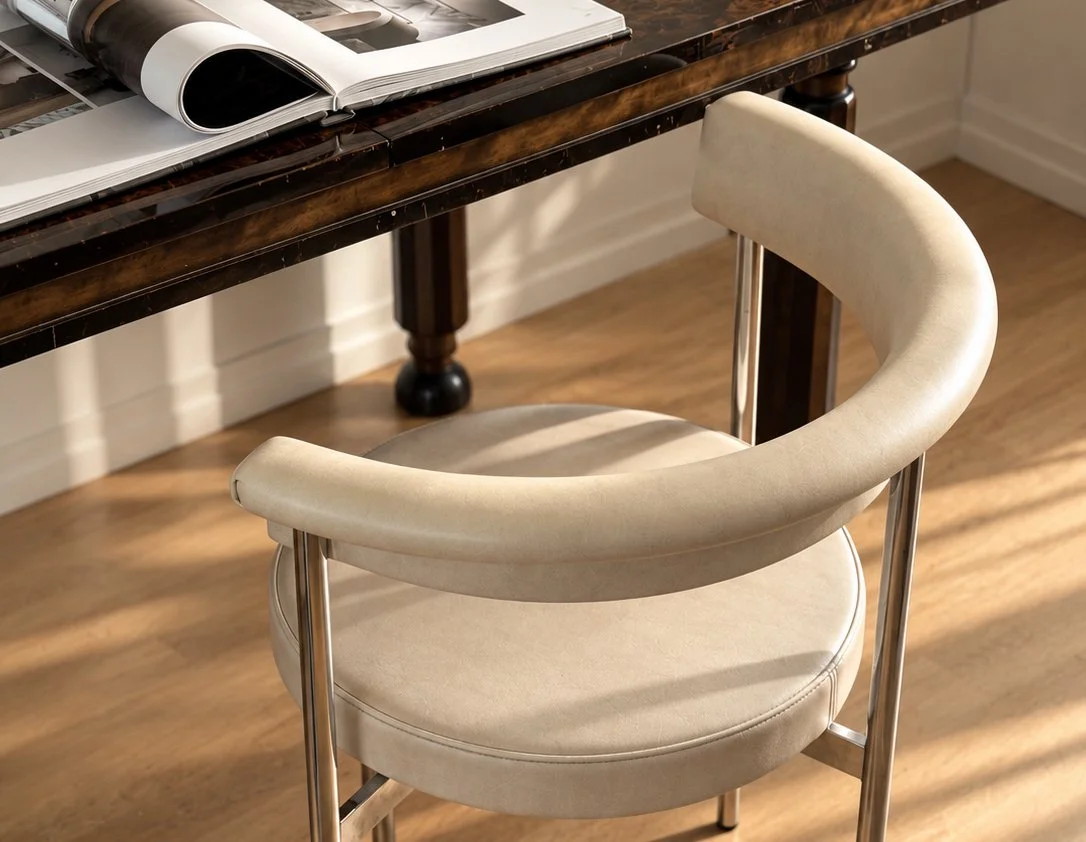 80s chair in Chrome and White leather