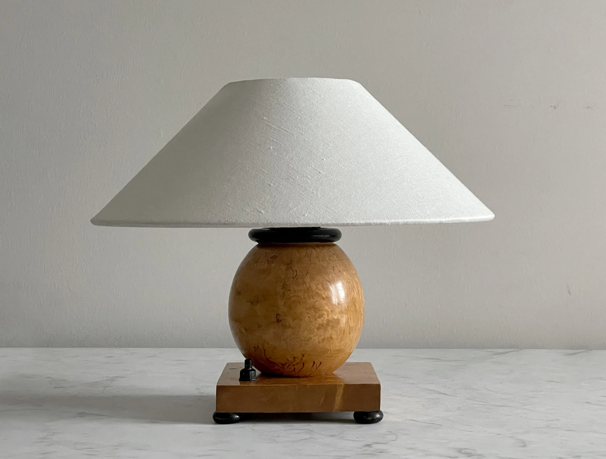 Art Deco table lamp, Curly birch