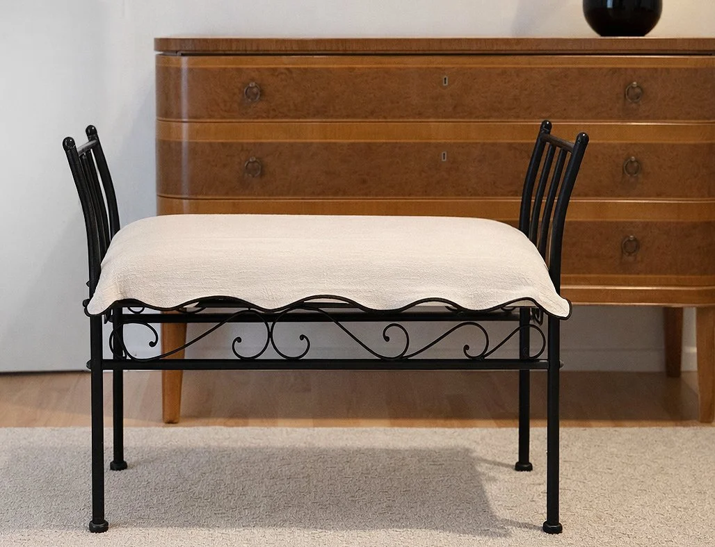 Stool in powder coated steel with cushion SOLD