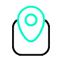Icon of a location marker on a white background