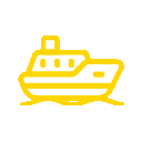 Yellow boat on yellow background
