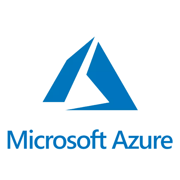 Microsoft Azure logo with a blue stylized 'A' shape and the text 'Microsoft Azure' below.