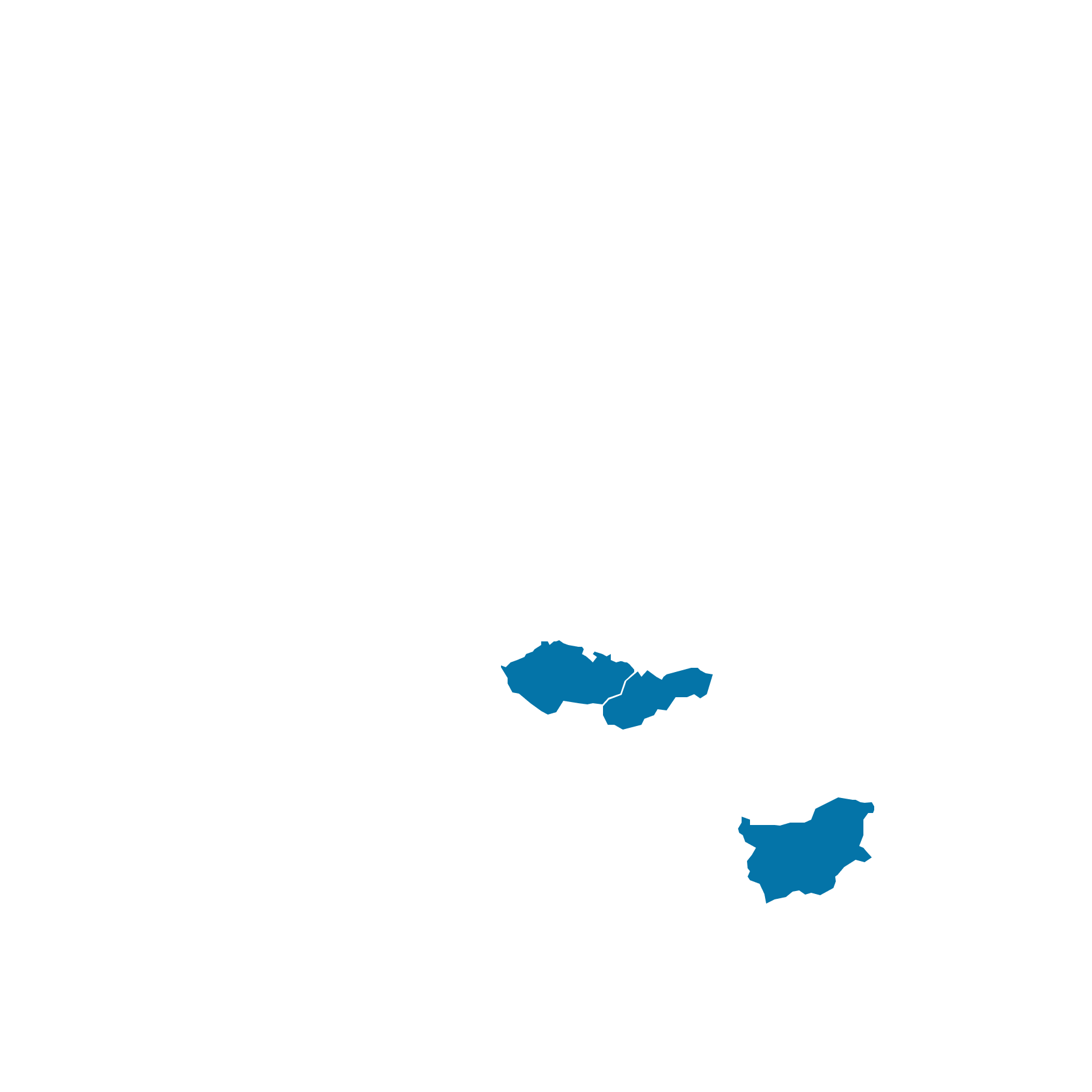 Map showing the states of Kentucky and Hawaii highlighted in blue within the United States.