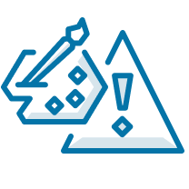 Icon of a paint roller, a paint can, a painter's brush, and an easel