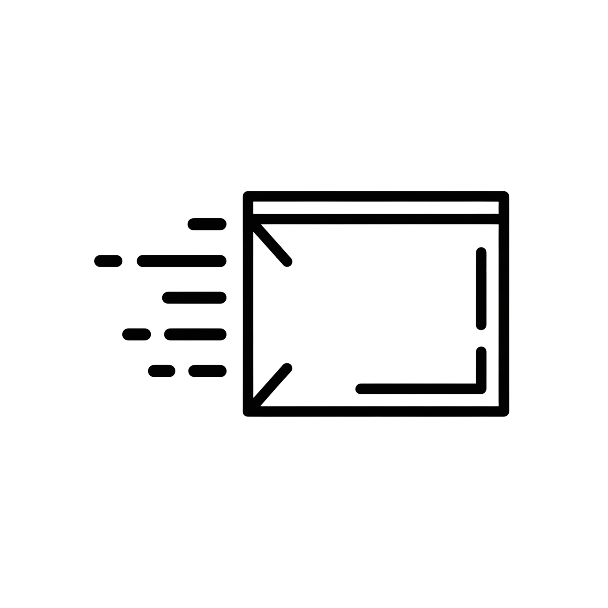 Line drawing of a parcel being sent off