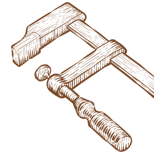 a brown sketched icon of a wood clamp