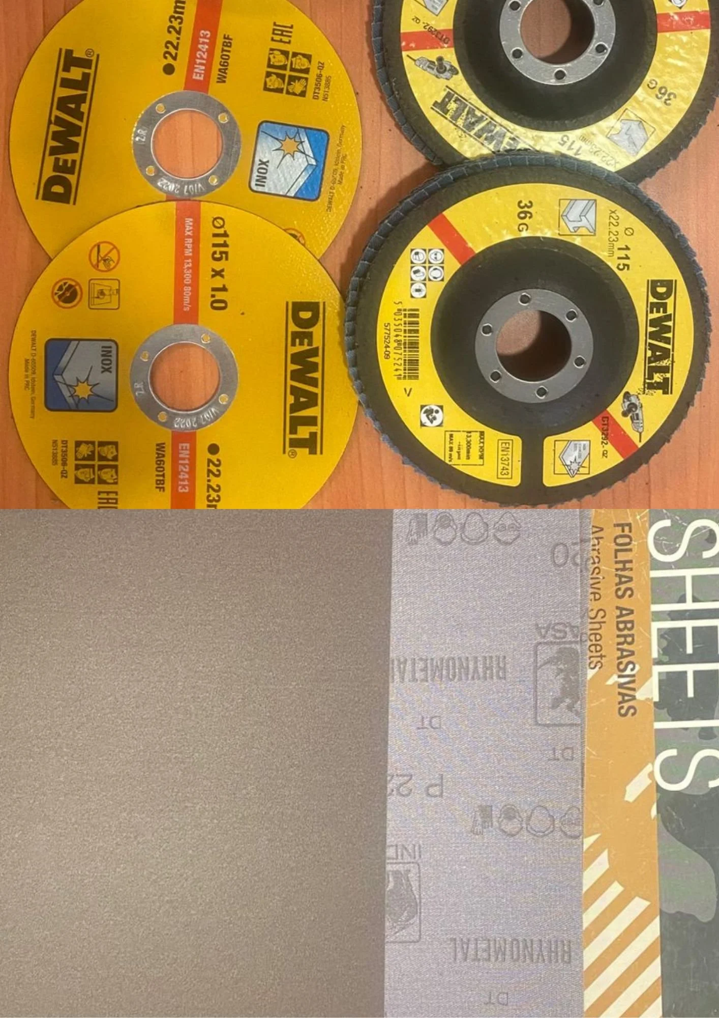 Consumíveis como brocas, discos, rebolos, lixas, fios de soldadura entre outros