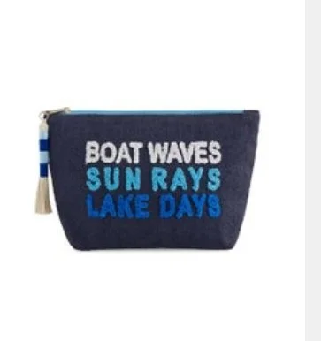 "BOAT WAVES SUN RAYS LAKE DAYS" ZIP POUCH