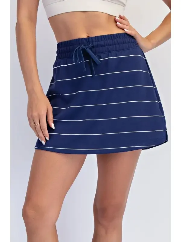 Navy & White Stripe Scuba Skort