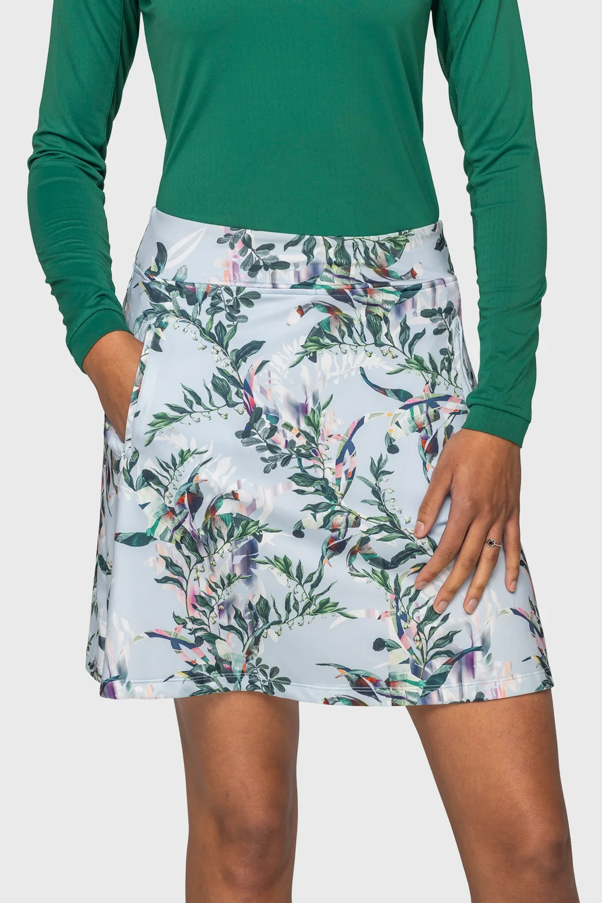 Powder Blue Botanical Athletic Skort