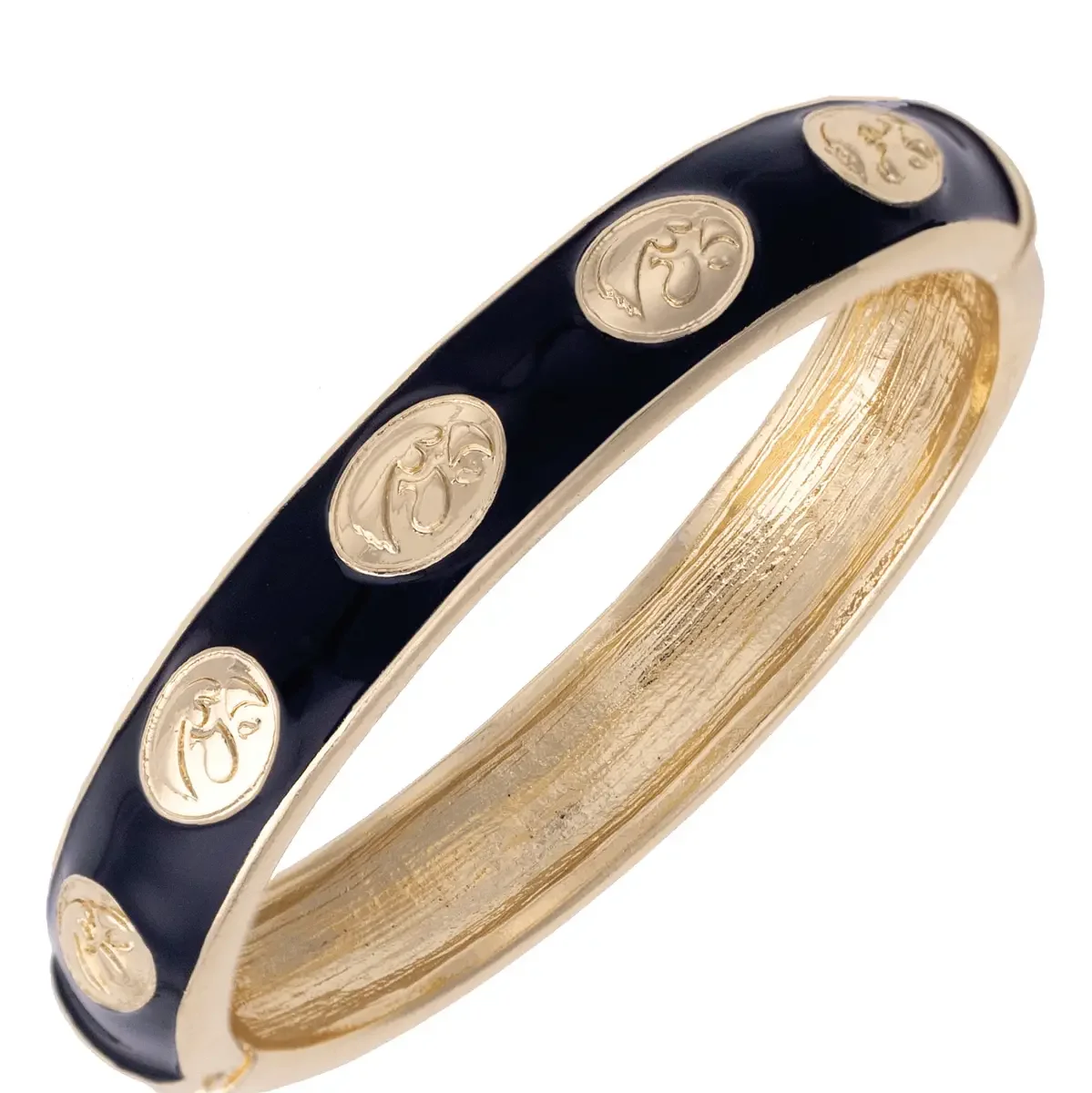 Iowa Hawkeyes Sculpted Enamel Logo Hinge Bangle in Black