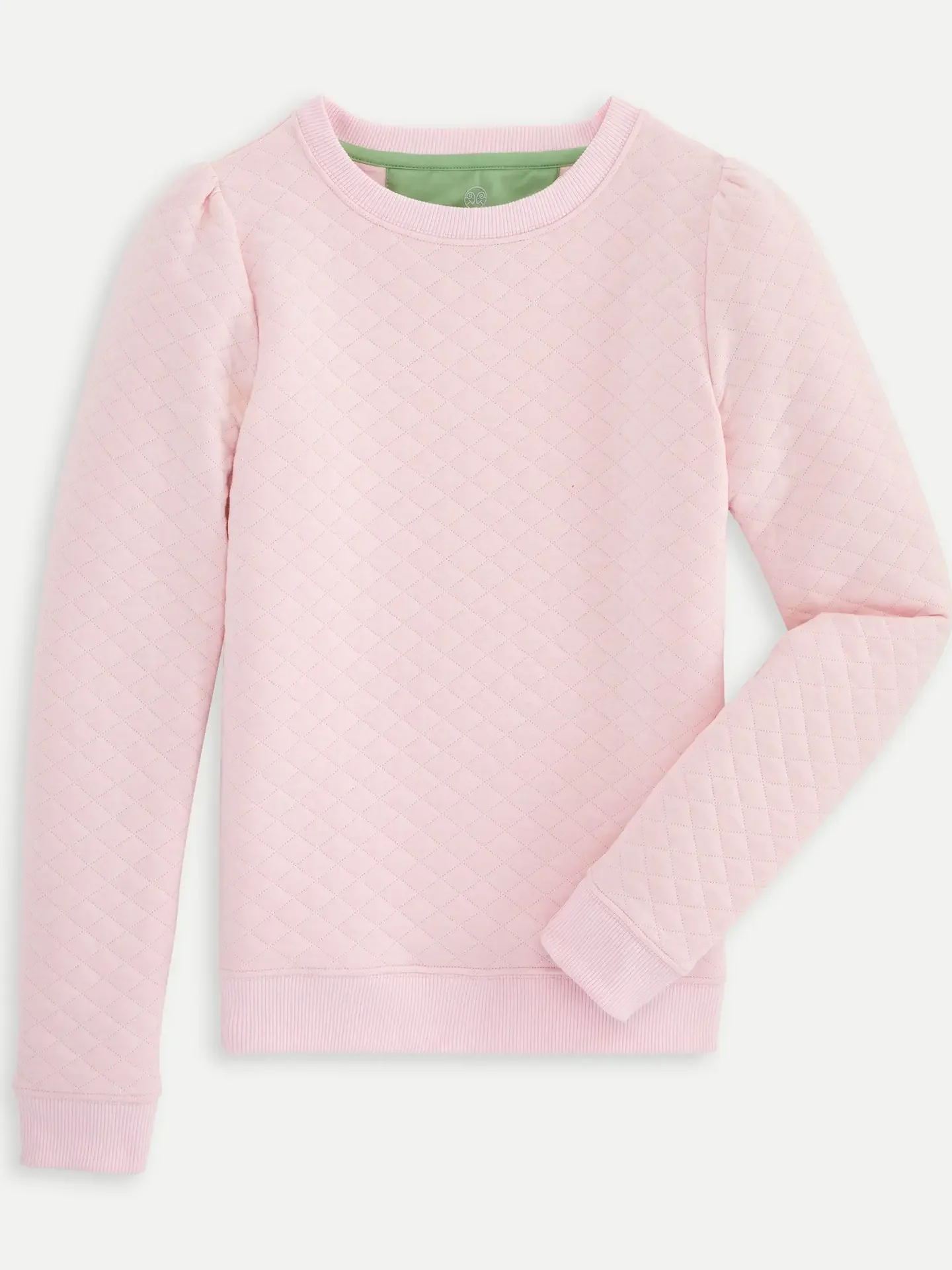 Renwick Quilted Puff Sleeve Crewneck Petal Pink