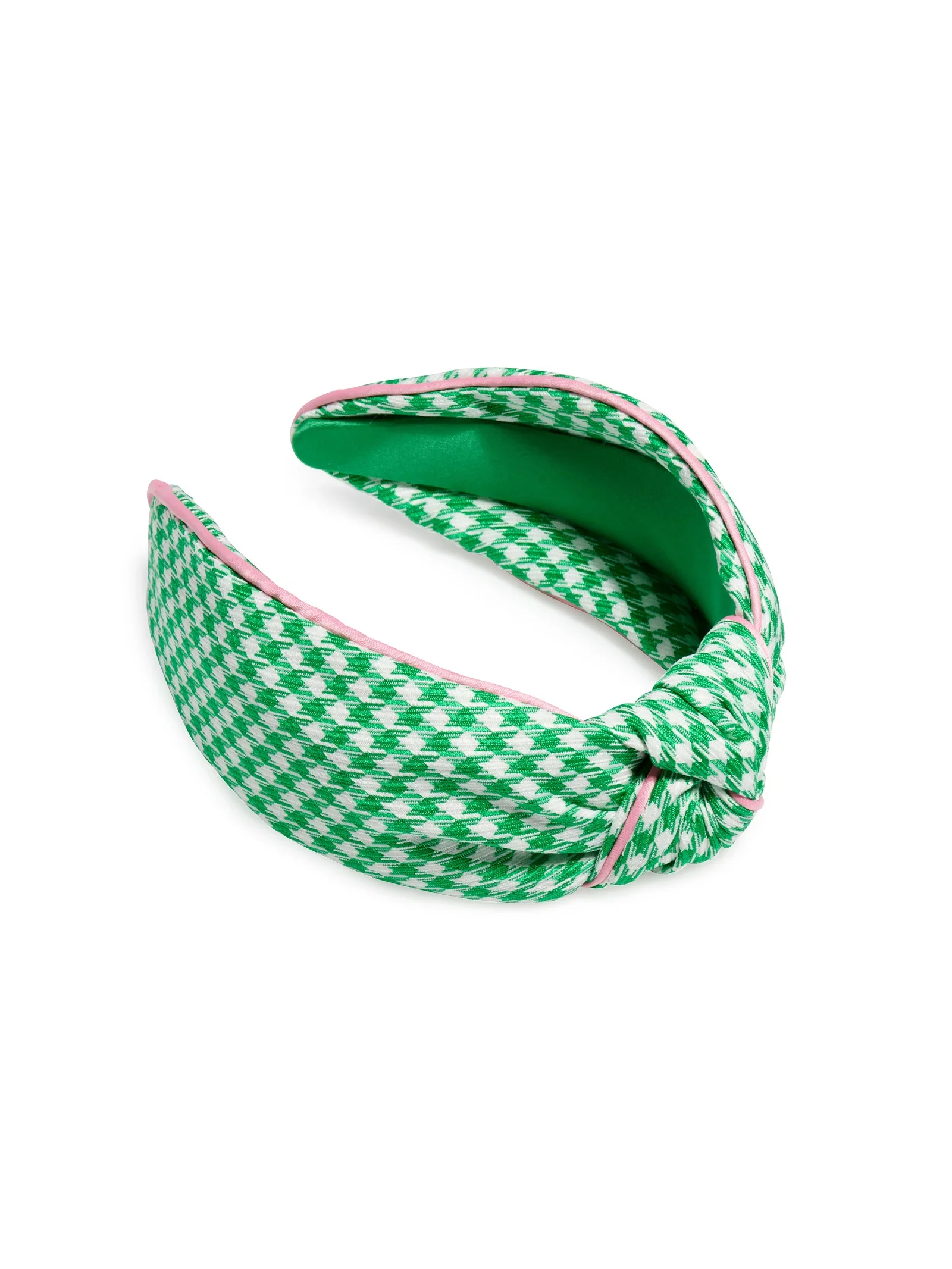 Houndstooth Knotted Headband, Green