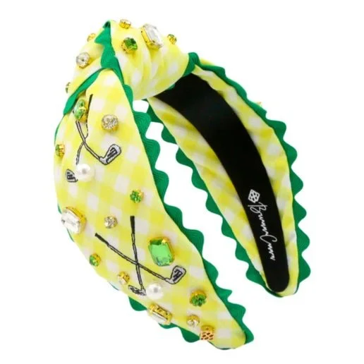 Golf Social Club Yellow Gingham Headband