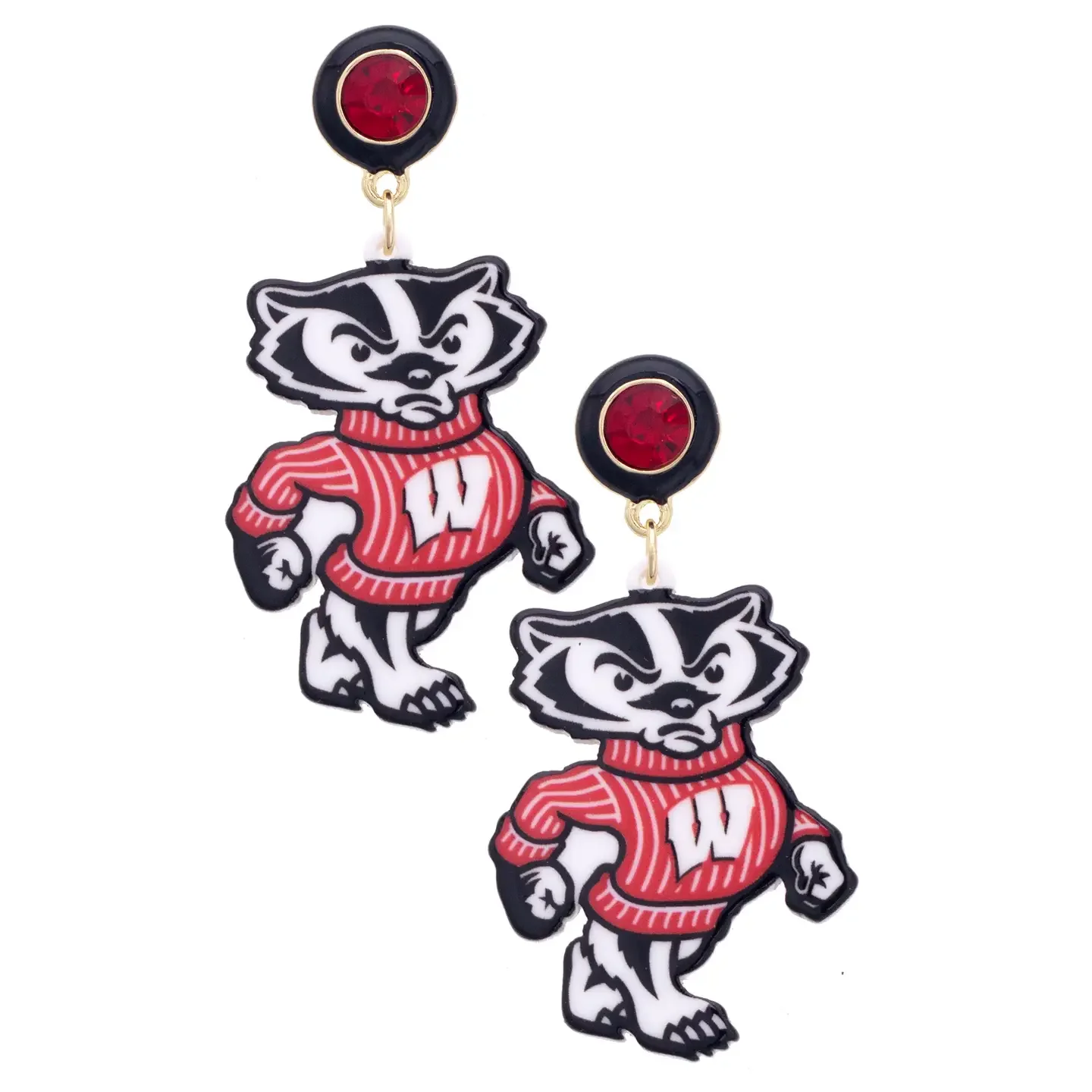 Wisconsin Badger Mascot Earrings